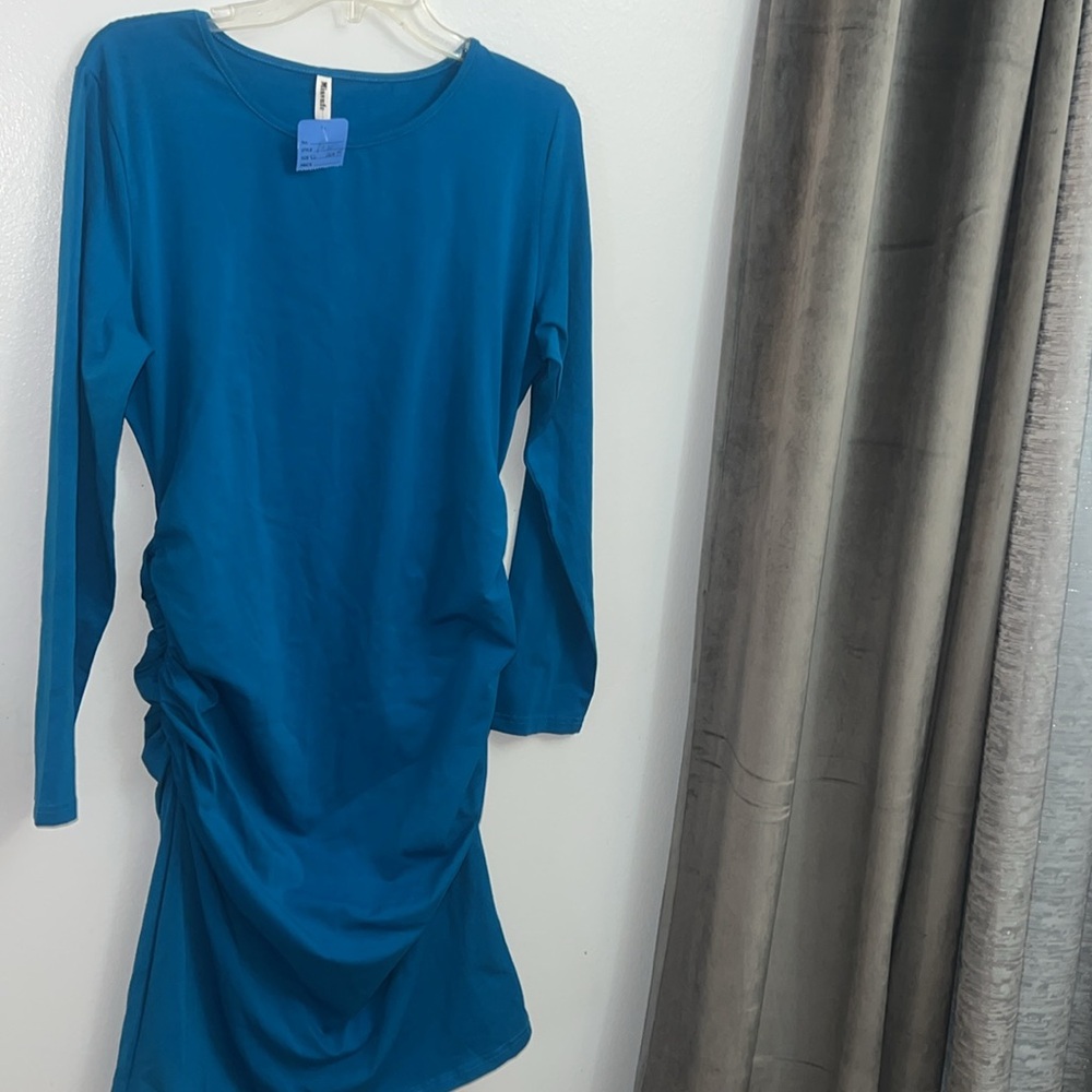 Missufe Maternity Women's Long Sleeve Ruched Casual  Sheath Knee Length XL NWOT